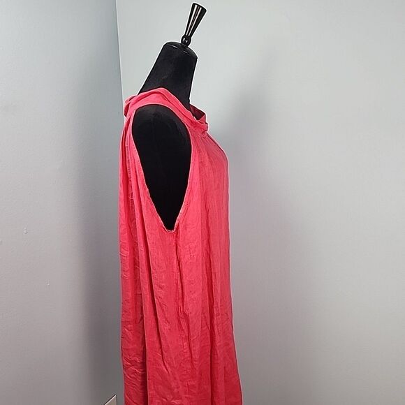 Bellambia Linen XL Hot Pink Sleeveless Dress Shift Round Neck Bow Italy - Picture 5 of 11